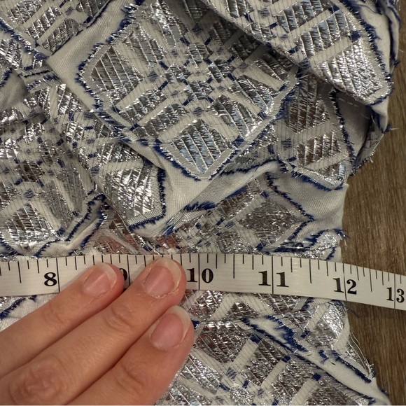Eliya The Label Elevation Mini Dress XS Metallic Silver Blue One Shoulder Glam - Picture 6 of 11